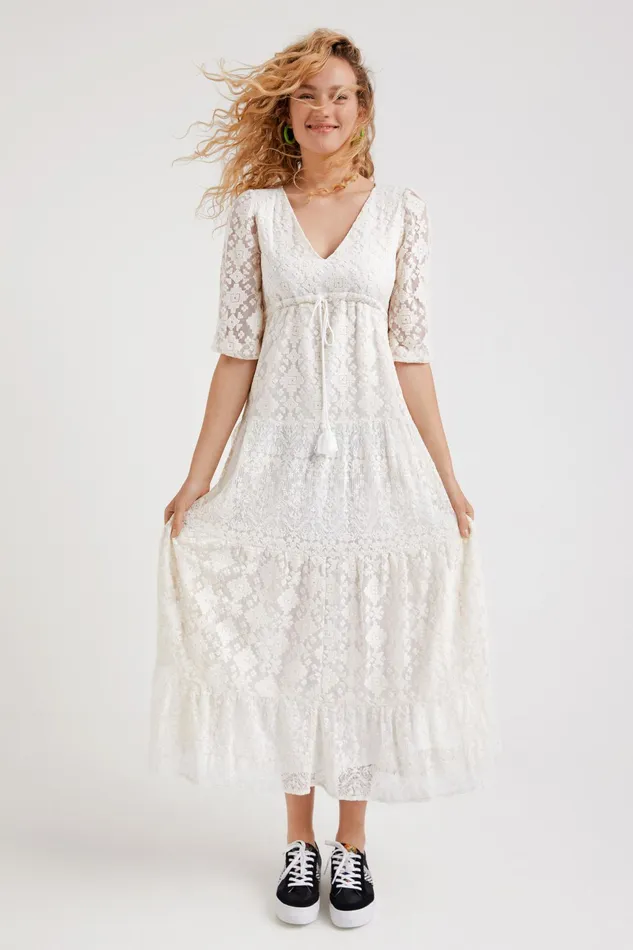 Embroidery Maxi Dress Women Desigual Dresses