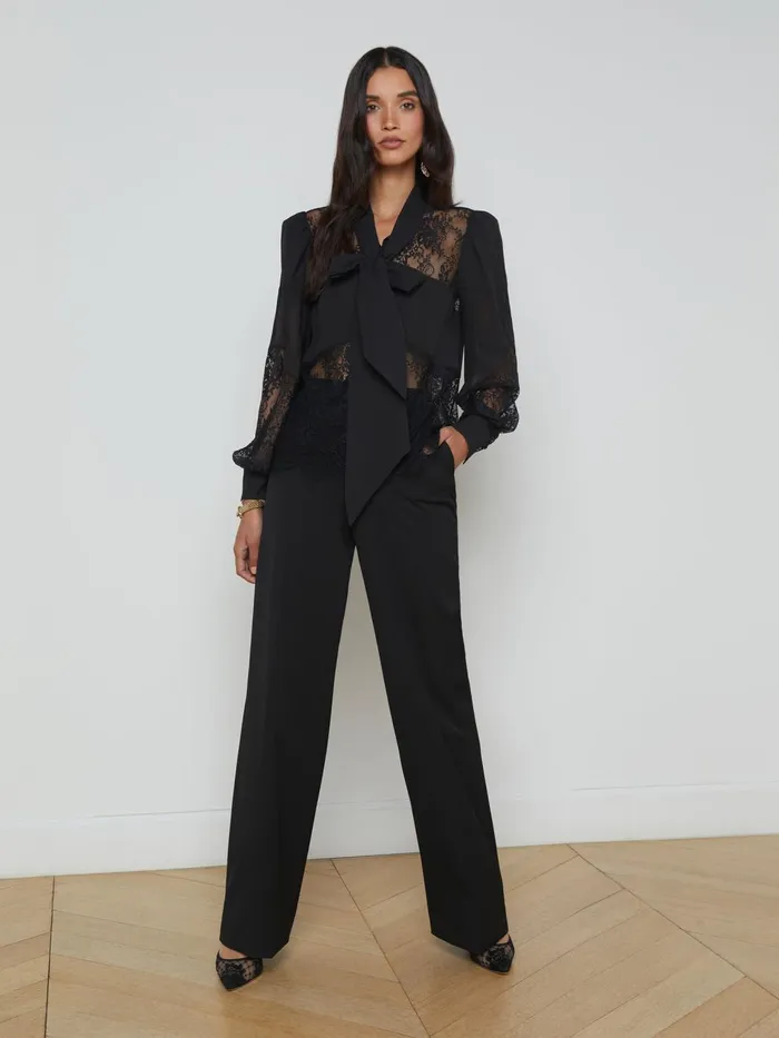 Emmelina Lace TieNeck Blouse Black Women L039Agence Blouses and Tops Emmelina Lace TieNeck Blouse Black Women L039Agence Blouses and Tops