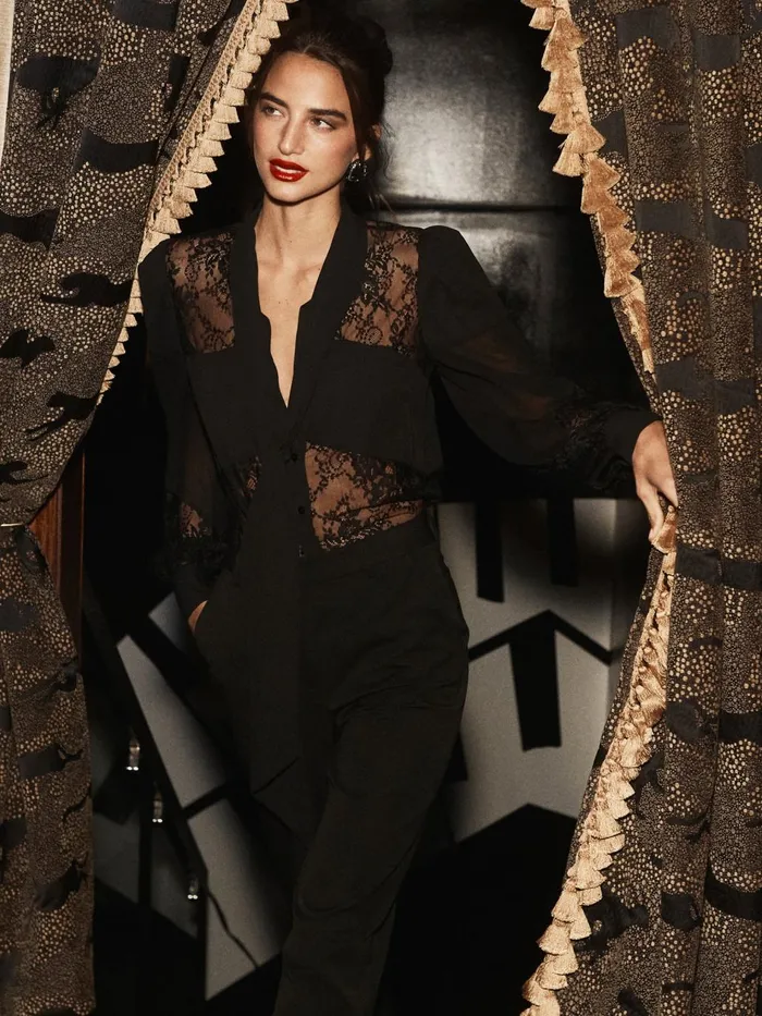 Emmelina Lace TieNeck Blouse Black Women L039Agence Blouses and Tops Emmelina Lace TieNeck Blouse Black Women L039Agence Blouses and Tops