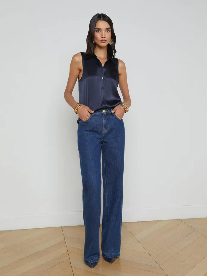 Emmy Sleeveless Silk Blouse Midnight Women L039Agence Blouses and Tops Emmy Sleeveless Silk Blouse Midnight Women L039Agence Blouses and Tops