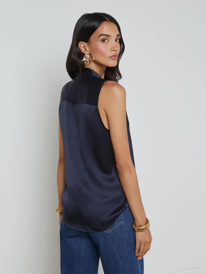 Emmy Sleeveless Silk Blouse Midnight Women L039Agence Blouses and Tops Emmy Sleeveless Silk Blouse Midnight Women L039Agence Blouses and Tops
