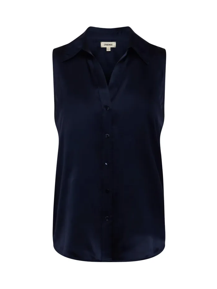 Emmy Sleeveless Silk Blouse Midnight Women L039Agence Blouses and Tops Emmy Sleeveless Silk Blouse Midnight Women L039Agence Blouses and Tops