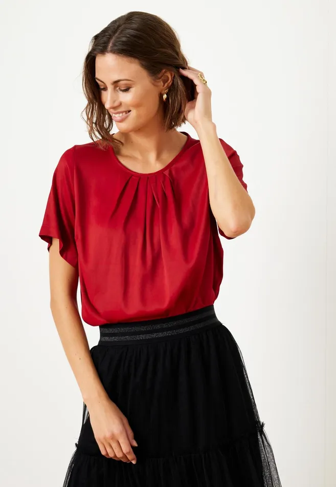 ESMERALDA BLOUSE 15312 224 Rubi Red 224 Women IN FRONT BLOUSES SHIRTS
