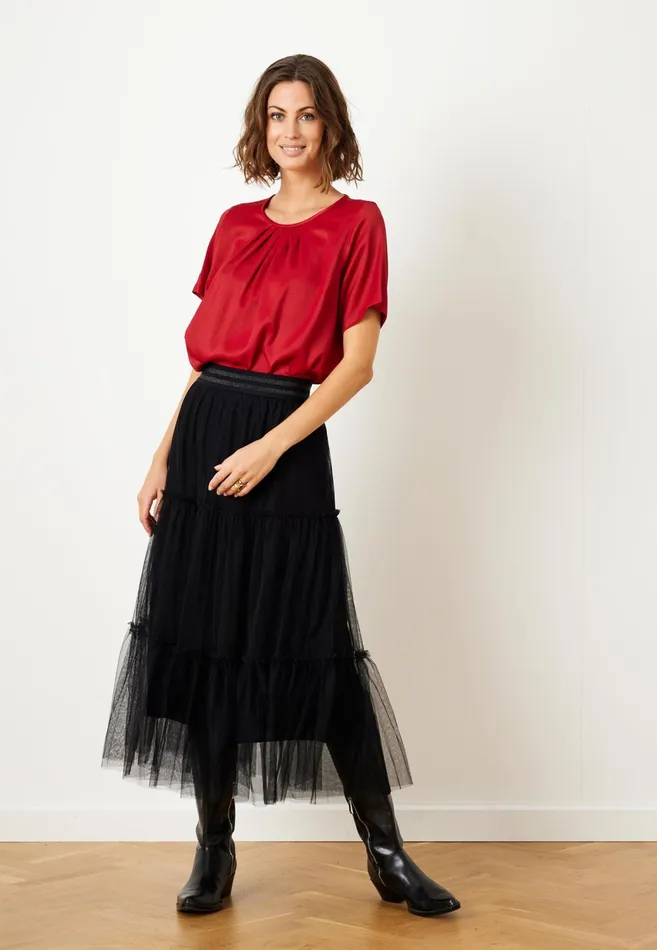 ESMERALDA BLOUSE 15312 224 Rubi Red 224 Women IN FRONT BLOUSES SHIRTS