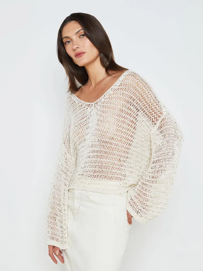 Ethan OpenKnit Pullover Ivory Women L039Agence Knitwear Ethan OpenKnit Pullover Ivory Women L039Agence Knitwear