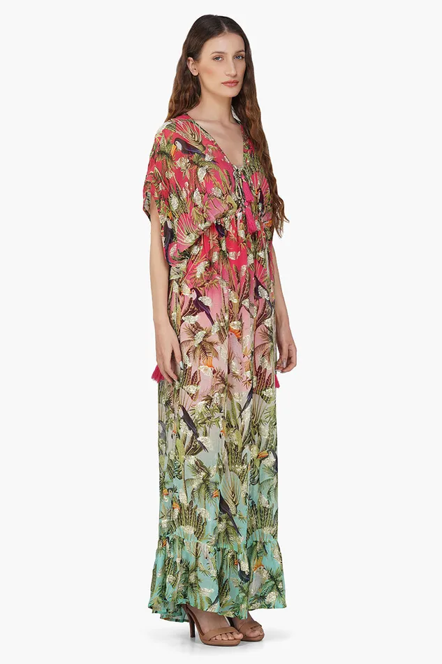 Farm Chirping Birds Printed Angel Maxi Dress Farm Chirping Birds Printed Angel Maxi Dress