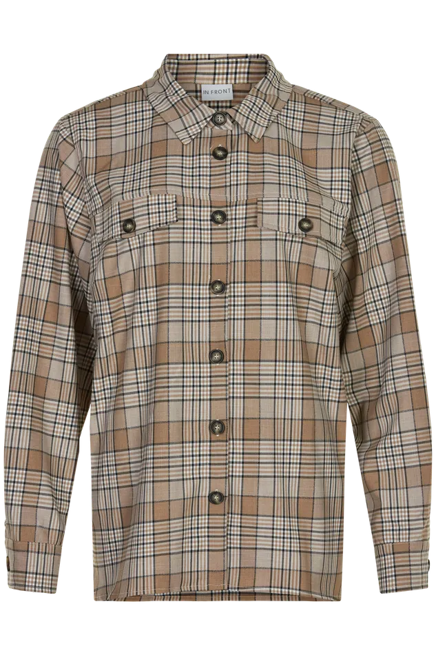 FIE SHIRT 14615 825 Camel Women IN FRONT BLOUSES SHIRTS