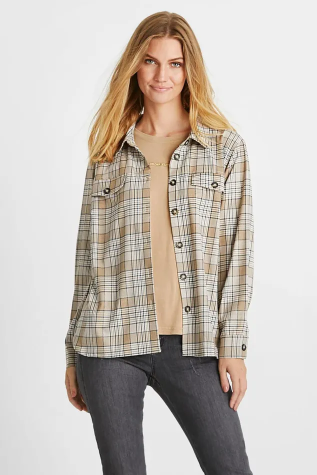 FIE SHIRT 14615 825 Camel Women IN FRONT BLOUSES SHIRTS