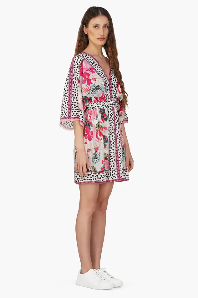 Flamingo Paradise Short Kaftan Dress Flamingo Paradise Short Kaftan Dress