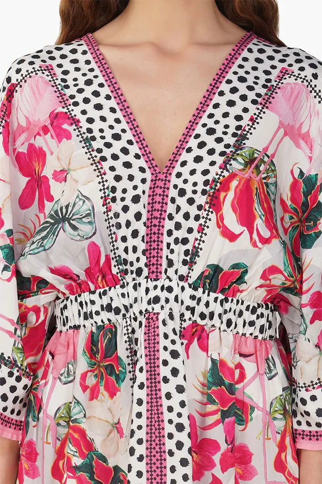 Flamingo Paradise Short Kaftan Dress Flamingo Paradise Short Kaftan Dress