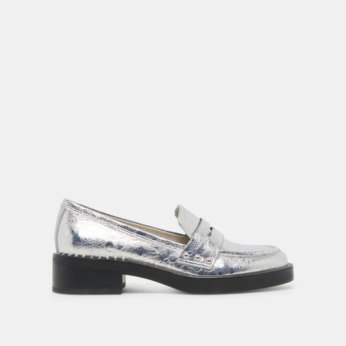 Flats and Loafers Women Dolce Vita Aliane Loafers Silver Distressed Leather
