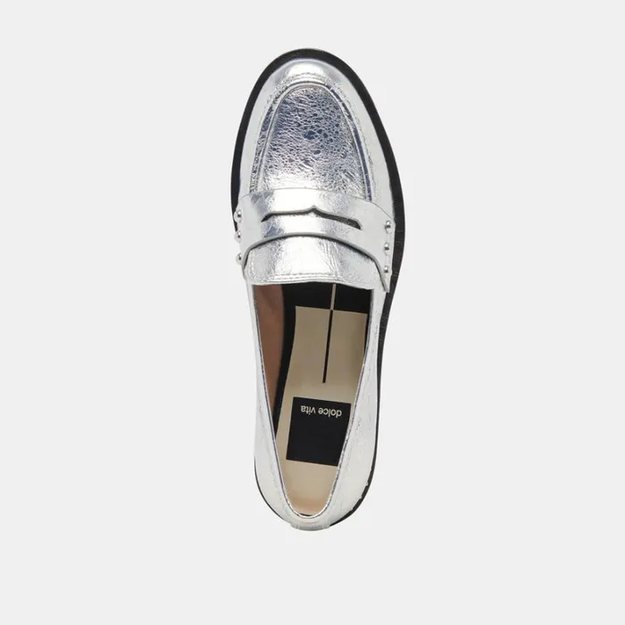 Flats and Loafers Women Dolce Vita Aliane Loafers Silver Distressed Leather