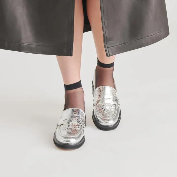 Flats and Loafers Women Dolce Vita Aliane Loafers Silver Distressed Leather