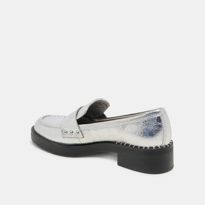 Flats and Loafers Women Dolce Vita Aliane Loafers Silver Distressed Leather