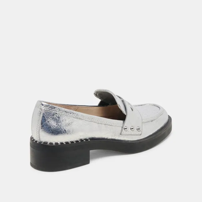 Flats and Loafers Women Dolce Vita Aliane Loafers Silver Distressed Leather