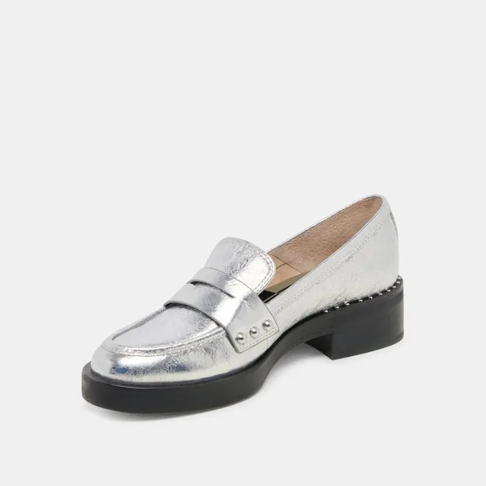 Flats and Loafers Women Dolce Vita Aliane Loafers Silver Distressed Leather