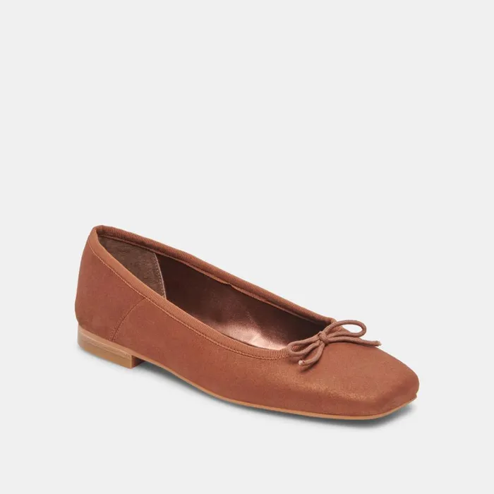 Flats and Loafers Women Dolce Vita Anisa Wide Ballet Flats Copper Metallic Suede