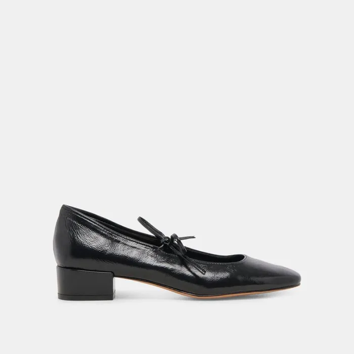 Flats and Loafers Women Dolce Vita Ardien Heels Midnight Crinkle Patent