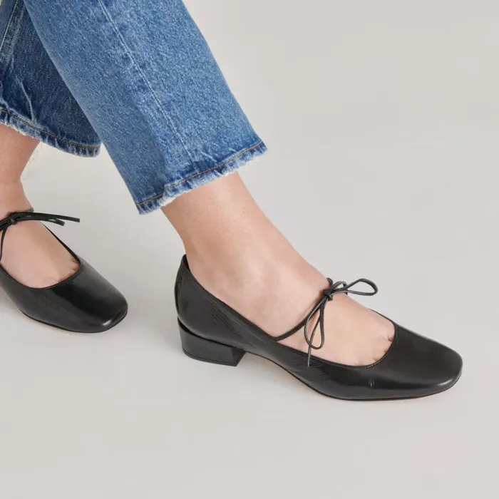 Flats and Loafers Women Dolce Vita Ardien Heels Midnight Crinkle Patent