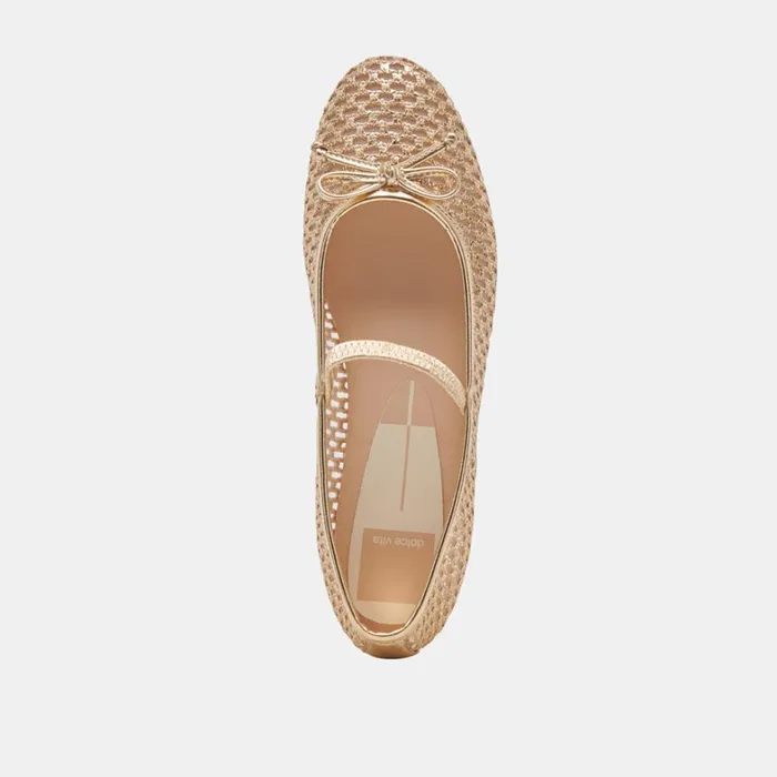 Flats and Loafers Women Dolce Vita Carin Raffia Ballet Flats Gold Raffia