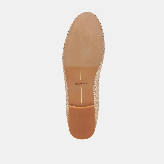Flats and Loafers Women Dolce Vita Carin Raffia Ballet Flats Gold Raffia