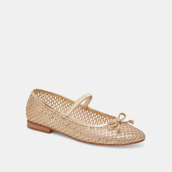 Flats and Loafers Women Dolce Vita Carin Raffia Ballet Flats Gold Raffia