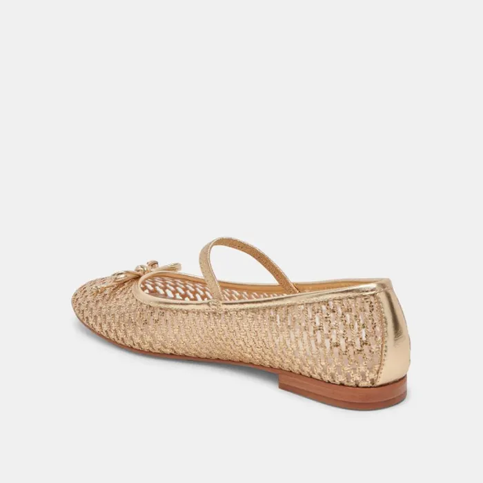 Flats and Loafers Women Dolce Vita Carin Raffia Ballet Flats Gold Raffia