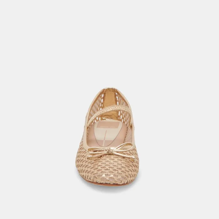 Flats and Loafers Women Dolce Vita Carin Raffia Ballet Flats Gold Raffia