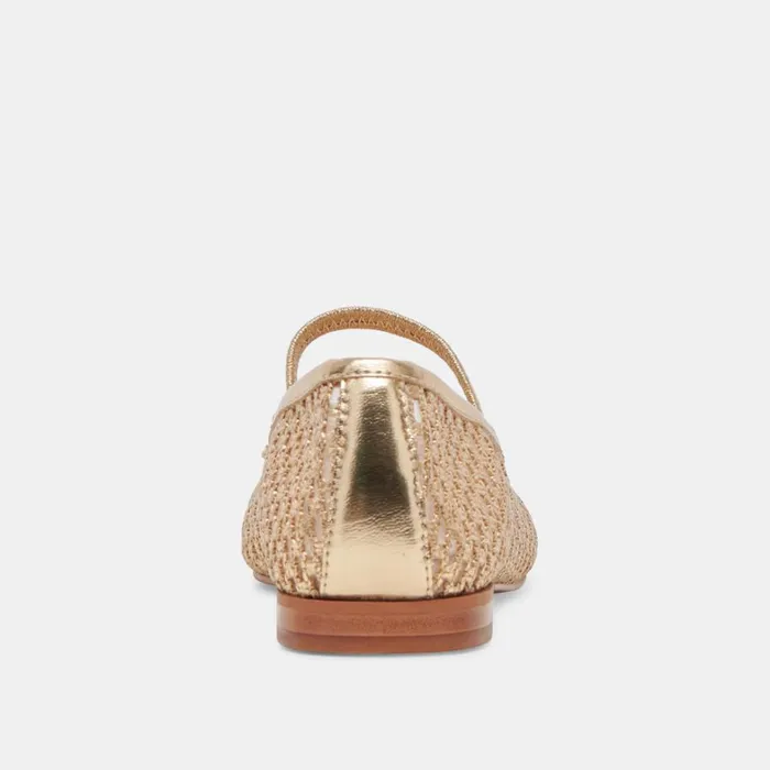 Flats and Loafers Women Dolce Vita Carin Raffia Ballet Flats Gold Raffia
