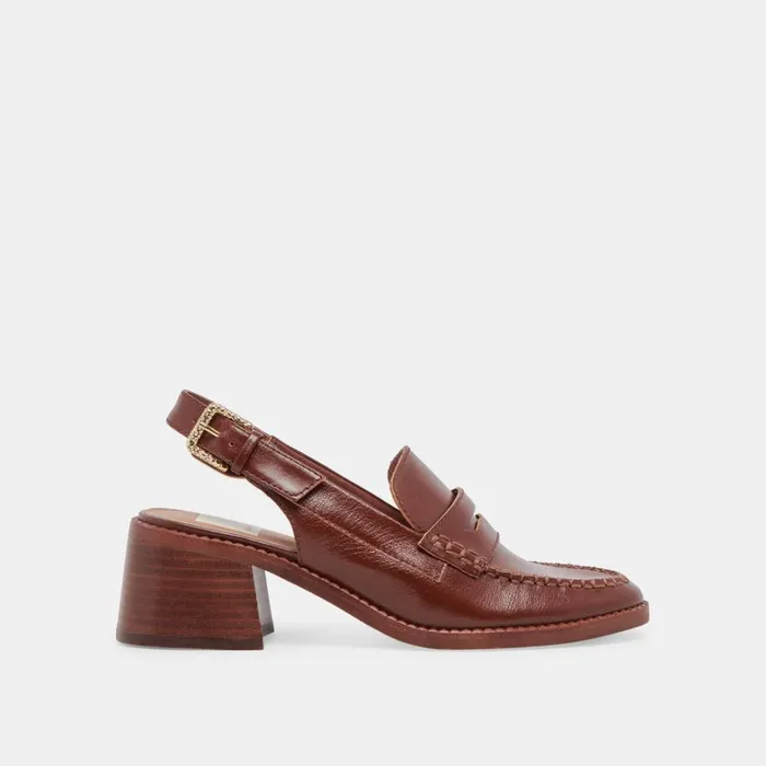 Flats and Loafers Women Dolce Vita Hardi Heels Brown Crinkle Patent