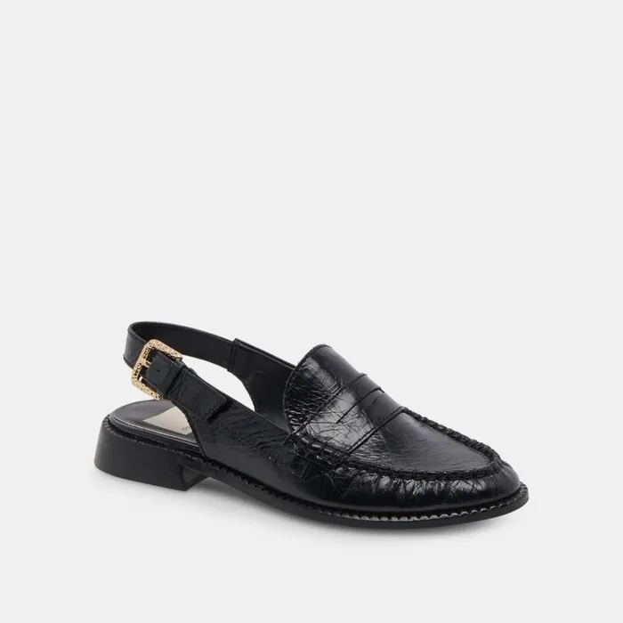 Flats and Loafers Women Dolce Vita Hardi Loafers Midnight Crinkle Patent