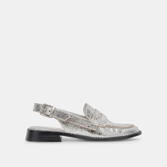 Flats and Loafers Women Dolce Vita Hardi Loafers Silver Crackled Leather