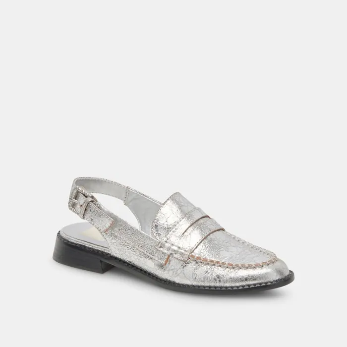 Flats and Loafers Women Dolce Vita Hardi Loafers Silver Crackled Leather
