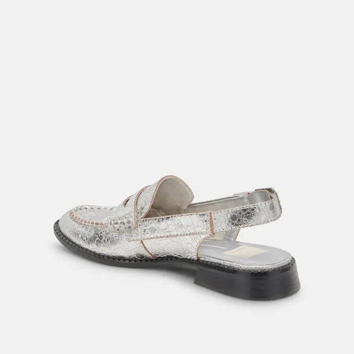 Flats and Loafers Women Dolce Vita Hardi Loafers Silver Crackled Leather