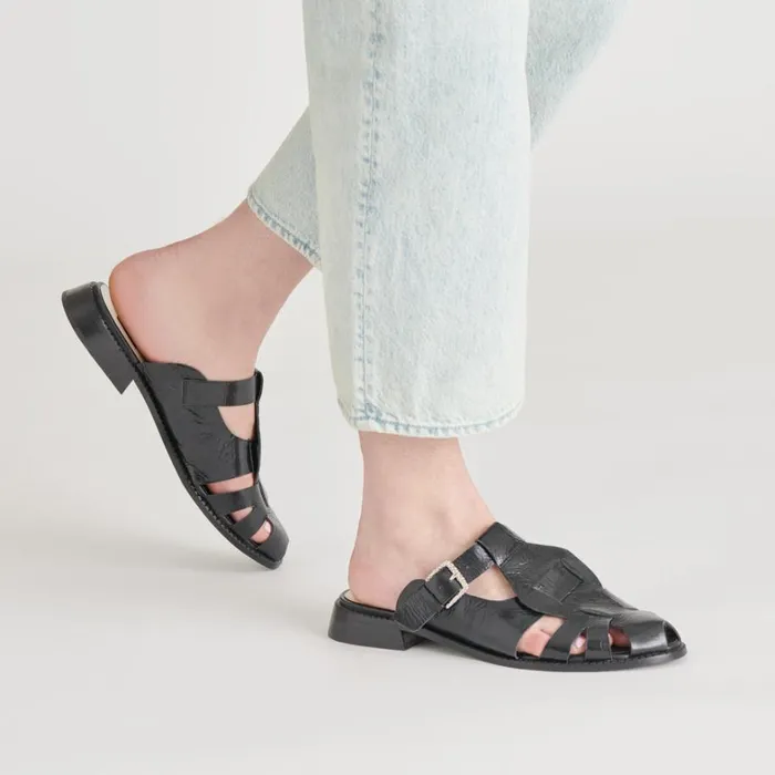 Flats and Loafers Women Dolce Vita Hippie Flats Midnight Crinkle Patent