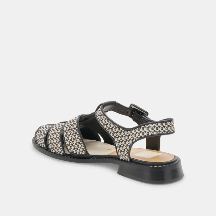 Flats and Loafers Women Dolce Vita Holis Sandals Black Multi Raffia