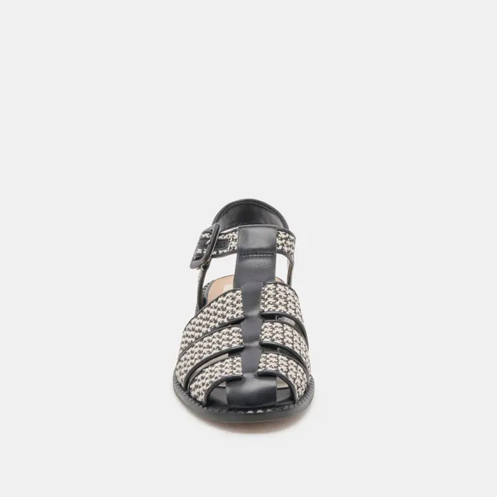 Flats and Loafers Women Dolce Vita Holis Sandals Black Multi Raffia