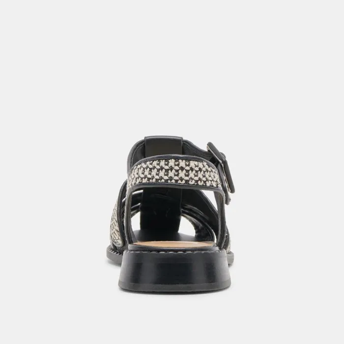 Flats and Loafers Women Dolce Vita Holis Sandals Black Multi Raffia