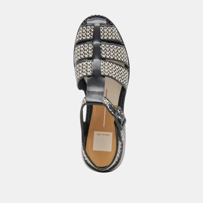 Flats and Loafers Women Dolce Vita Holis Sandals Black Multi Raffia