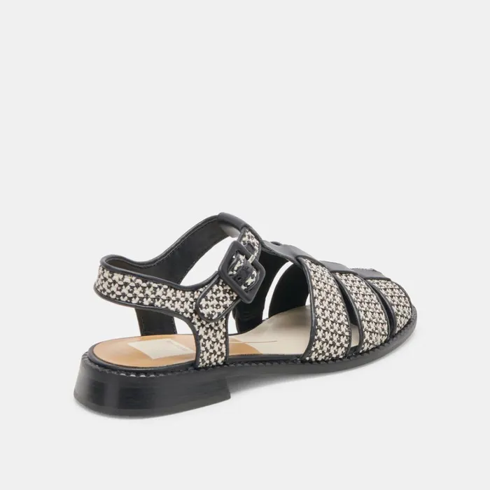 Flats and Loafers Women Dolce Vita Holis Sandals Black Multi Raffia