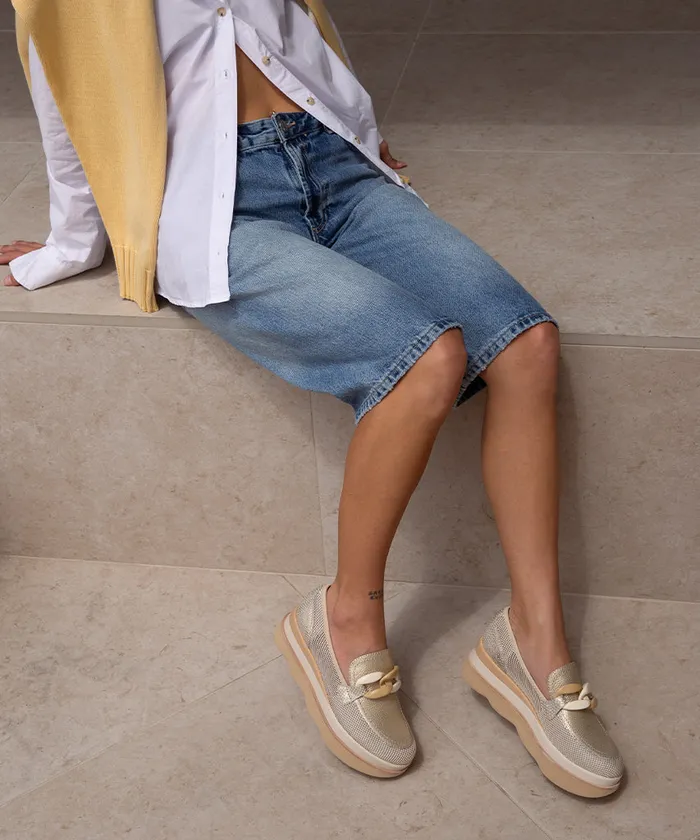 Flats and Loafers Women Dolce Vita Jaksen Sneakers Gold Mesh