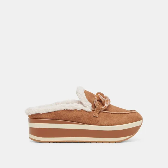 Flats and Loafers Women Dolce Vita Jamey Plush Sneakers Pecan Suede