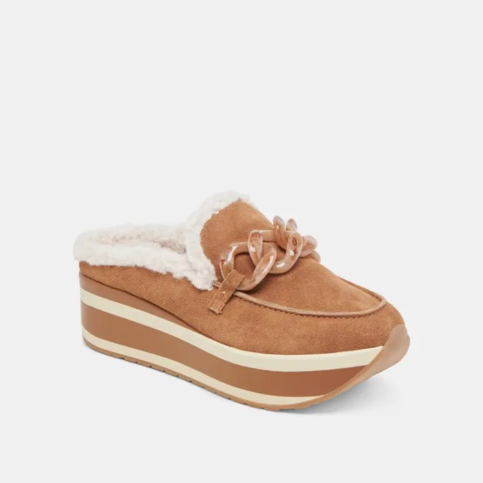 Flats and Loafers Women Dolce Vita Jamey Plush Sneakers Pecan Suede