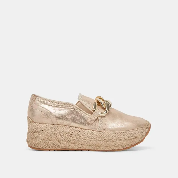 Flats and Loafers Women Dolce Vita Jhenee Espadrille Sneakers Light Gold Nubuck