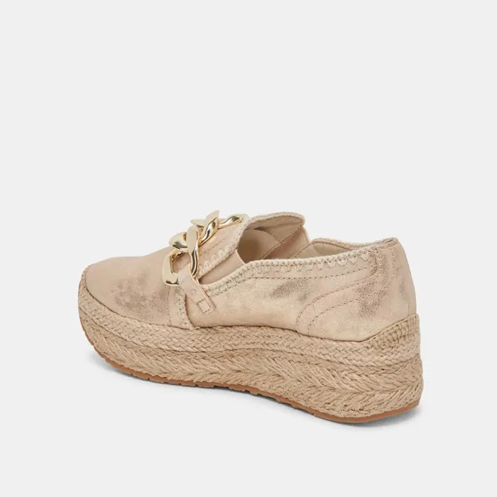 Flats and Loafers Women Dolce Vita Jhenee Espadrille Sneakers Light Gold Nubuck