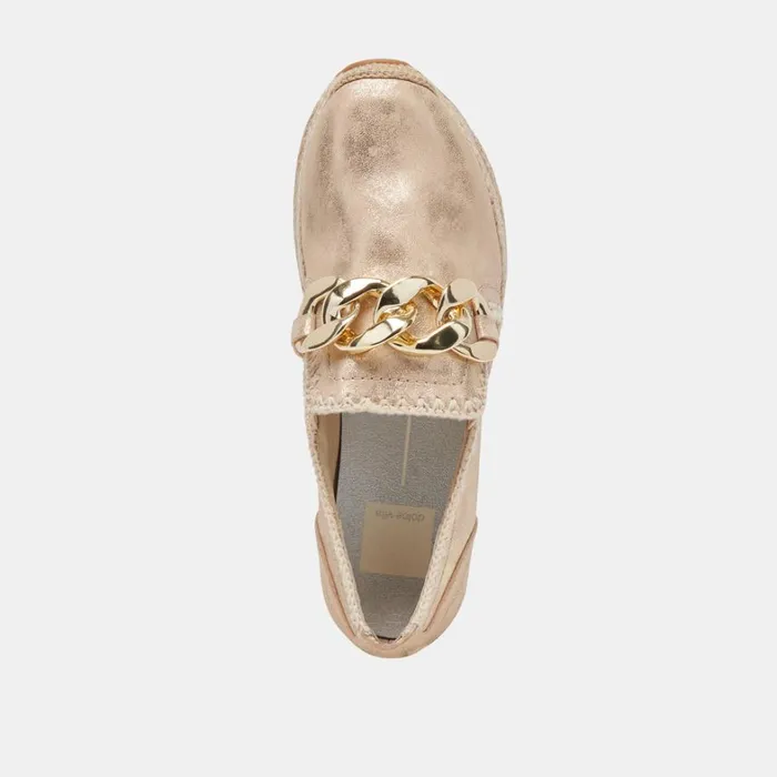 Flats and Loafers Women Dolce Vita Jhenee Espadrille Sneakers Light Gold Nubuck