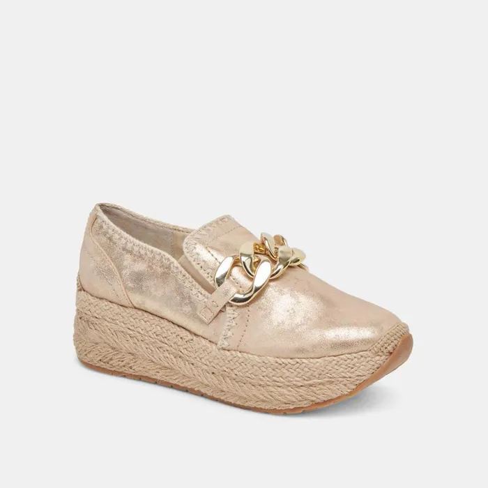 Flats and Loafers Women Dolce Vita Jhenee Espadrille Sneakers Light Gold Nubuck