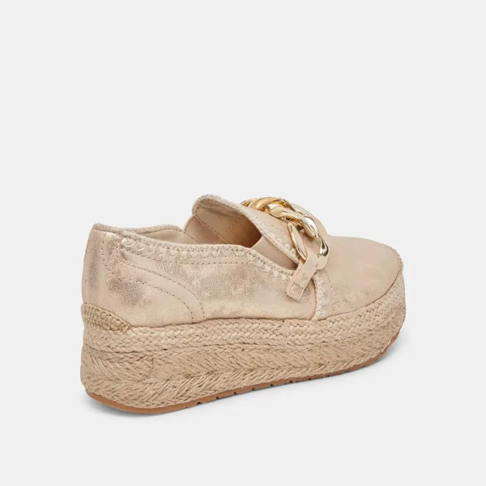 Flats and Loafers Women Dolce Vita Jhenee Espadrille Sneakers Light Gold Nubuck