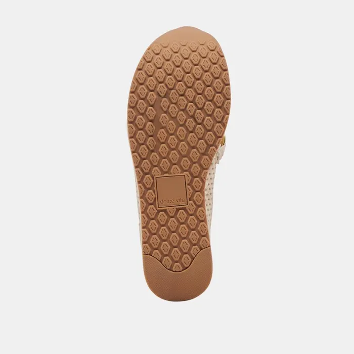 Flats and Loafers Women Dolce Vita Jhenee Perforated Sneakers Light Gold Nubuck