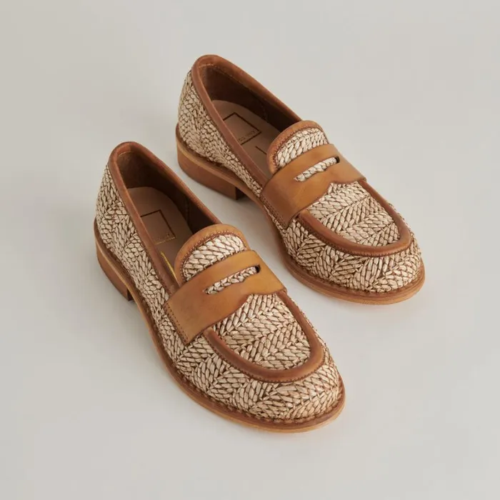Flats and Loafers Women Dolce Vita Marina Loafers Brown Multi Raffia